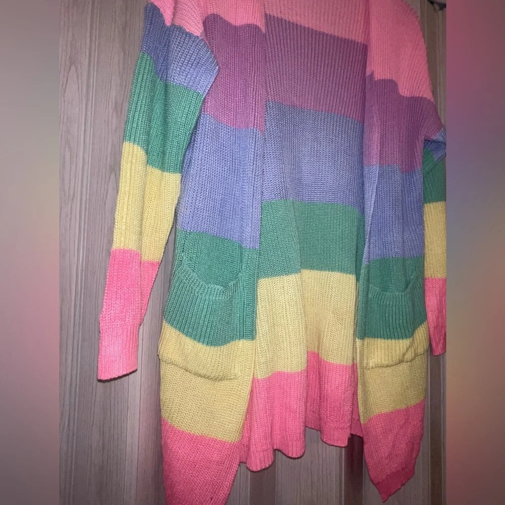 Rainbow Open Front Cardigan Size XL NWOT*SOLD* - Picture 2 of 6